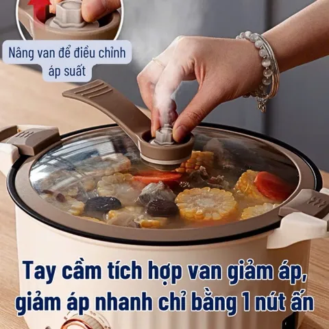 Nồi Áp Suất Đa Năng Điện Tử Dung Tích Nồi 5L Size 28cm, Công Suất 800w, Nhiều Chế Độ Nấu, Có Chống Dính