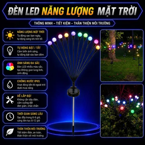 Đèn led băng tuyết,bi bọt,đom đóm,giọt nước năng lượng mặt trời RGB, chống nước IP65