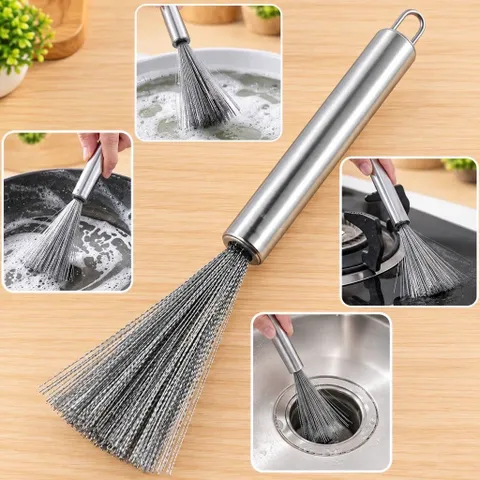 Chổi Cọ Nồi Nhiều Sợi Li Ti  Cọ Chảo Inox 201/304 Bàn Chải Chà Nồi Đánh Bóng Loại Bỏ Rỉ Sét Tiện Dụng Có Cán Cầmi