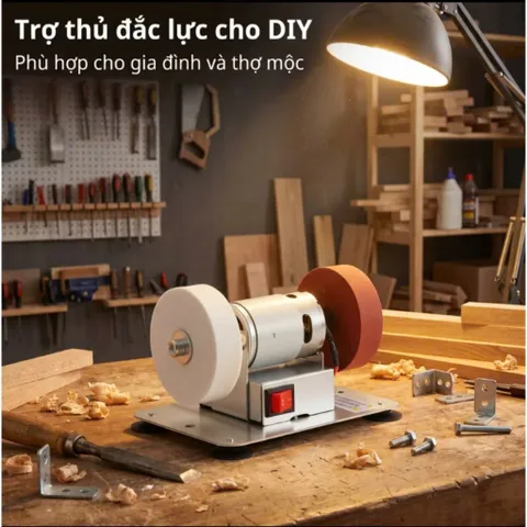 Máy Mài Dao,Kéo Mini , Máy Mài Đá 2 Đầu Đa Năng Dùng Điện 220V Đánh Bóng Gỉ Sét