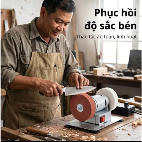 Máy Mài Dao,Kéo Mini , Máy Mài Đá 2 Đầu Đa Năng Dùng Điện 220V Đánh Bóng Gỉ Sét