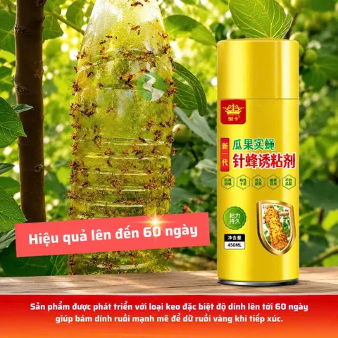 Chai Keo Xịt Bẫy Ruồi Vàng 260ml - Thu Hút Côn Trùng,Ruồi, Dính Chắc, Hiệu Quả Cao, Dùng Cho Vườn & Trang Trại