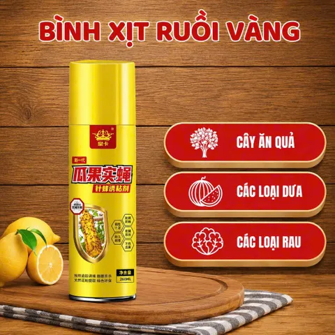 Chai Keo Xịt Bẫy Ruồi Vàng 260ml - Thu Hút Côn Trùng,Ruồi, Dính Chắc, Hiệu Quả Cao, Dùng Cho Vườn & Trang Trại
