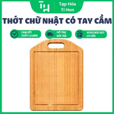 Thớt gỗ chữ nhật có tay cầm Cao Cấp (TH734)