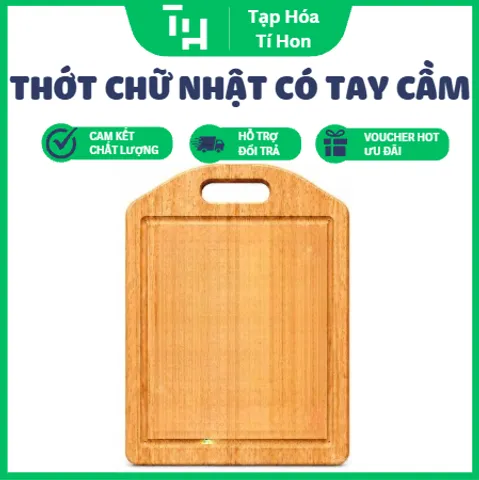 Thớt gỗ chữ nhật có tay cầm Cao Cấp (TH734)