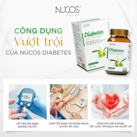 ✅[CHÍNH HÃNG] (MÃ: SPFO95) Viên Uống Nucos Diabetes Giúp Ổn Định Đường Huyết Tăng Sức Khỏe Tim Mạch Hộp 30 viên