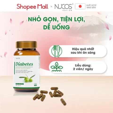 ✅[CHÍNH HÃNG] (MÃ: SPFO95) Viên Uống Nucos Diabetes Giúp Ổn Định Đường Huyết Tăng Sức Khỏe Tim Mạch Hộp 30 viên