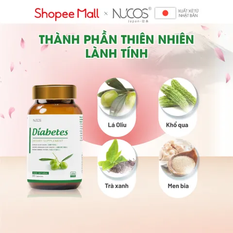✅[CHÍNH HÃNG] (MÃ: SPFO95) Viên Uống Nucos Diabetes Giúp Ổn Định Đường Huyết Tăng Sức Khỏe Tim Mạch Hộp 30 viên