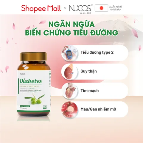✅[CHÍNH HÃNG] (MÃ: SPFO95) Viên Uống Nucos Diabetes Giúp Ổn Định Đường Huyết Tăng Sức Khỏe Tim Mạch Hộp 30 viên