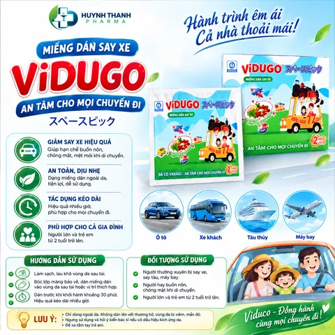 Miếng Dán Say Tàu Xe Vidugo - Lốc 10 Hộp (20 miếng) 