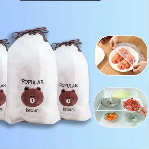 Màng bọc thực phẩm co giãn siêu dai có chun hình túi gấu - Tái sử dụng 90 chiếc