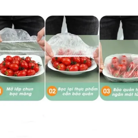 Màng bọc thực phẩm co giãn siêu dai có chun hình túi gấu - Tái sử dụng 90 chiếc