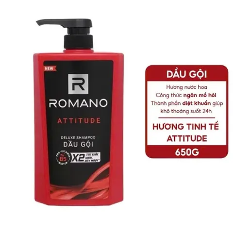 Dầu gội nam Romano hương Nước hoa nam Classic - Attitude 650g/chai