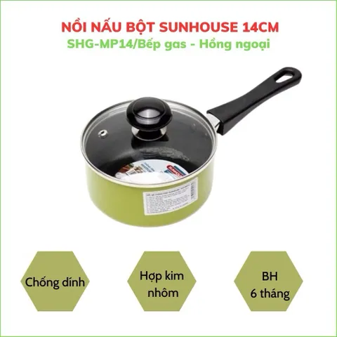 Nồi Quấy Bột Chống Dính SUNHOUSE SHG-MP14 - Đường kính 14 cm - KHÔNG DÙNG ĐƯỢC TRÊN BẾP TỪ