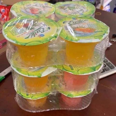 Thạch uống Long Hải Excite [Lốc 4 Cốc] hương trái cây thơm mát giải nhiệt mùa hè, đồ ăn vặt hot nhất