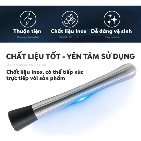 Chày Dầm Pha Chế Đồ Uống Inox 304 Chống Gỉ Bar Pha Cocktails Nước Ép