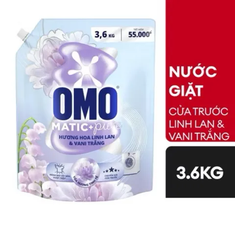 Nước Giặt OMO Cửa Trước | Cửa Ngang Hương Hoa Linh Lan & Vani Trắng - Túi 3.6KG