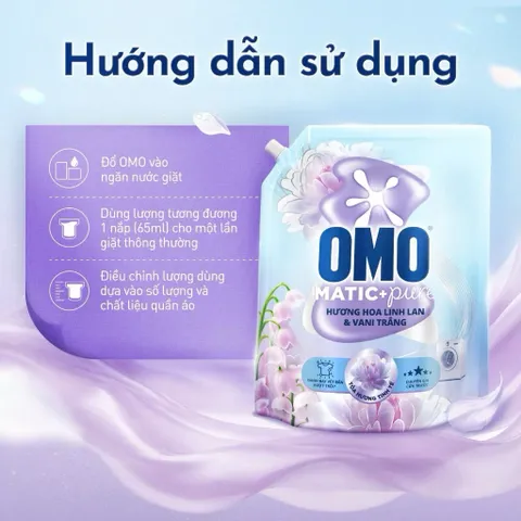 Nước Giặt OMO Cửa Trước | Cửa Ngang Hương Hoa Linh Lan & Vani Trắng - Túi 3.6KG