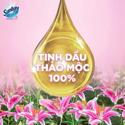 Nước Lau Sàn Sunlight Tinh Dầu Thảo Mộc Hoa Lily & Bạch Trà (Hồng) - Chai 1KG
