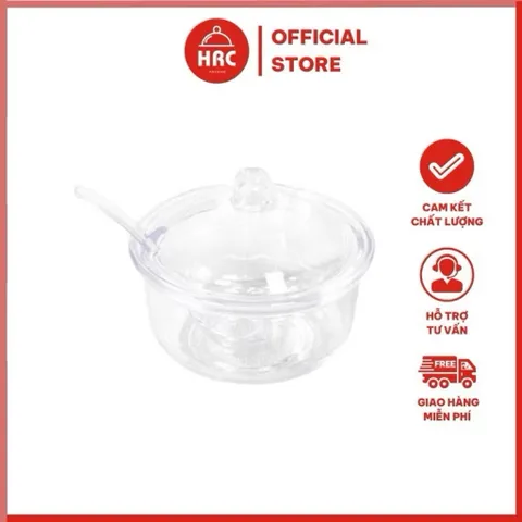 Bát Hũ Đựng Gia Vị Tỏi Ớt, Sa Tế Kèm Thìa Bằng Nhựa Song Long Cao Cấp, Bát Đường Trong Suốt Tiện Lợi, An Toàn 300ml