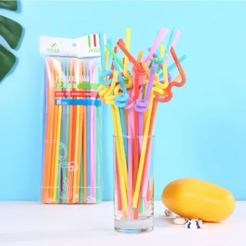 Ống hút nghệ thuật ống hút sinh tố nhiều màu (50ống/bịch) | Ống hút nhựa xoắn sinh tố | Ống nhựa PP phi 6 dài