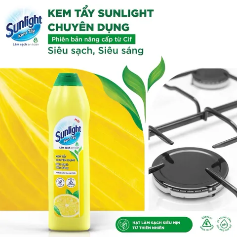 Kem tẩy chuyên dụng Sunlight | Phiên bản nâng cấp từ Cif | Sạch Sáng | Chai 690g