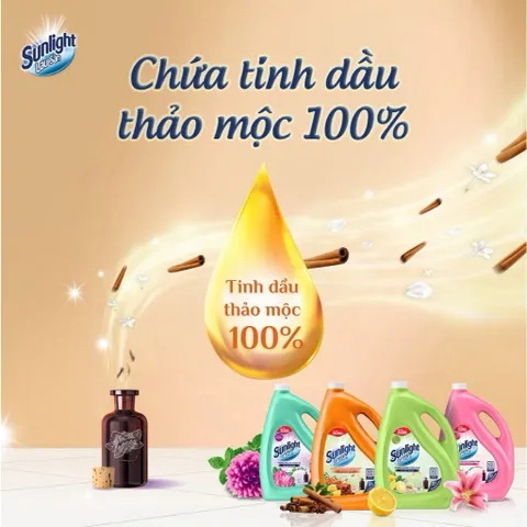 Chai Nước Lau Sàn Sunlight Tinh Dầu Thiên Nhiên Hương Quế  1kg