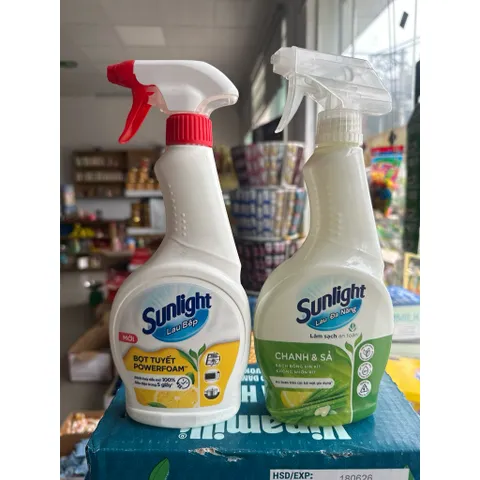 Bộ Sản Phầm Nhà Bếp Sunlight Chanh Sả | Xịt Bếp Bọt Tuyết | Lau Kính | - Chai 500ML