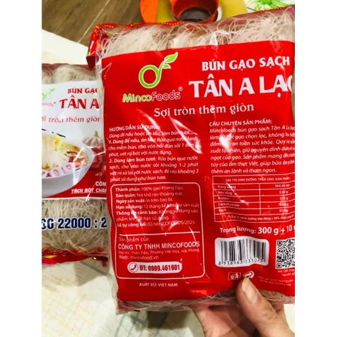 Bún Gạo Sạch TÂN A LẠC Sợi Tròn Thêm Giòn MINCOFOODS Gói 300g