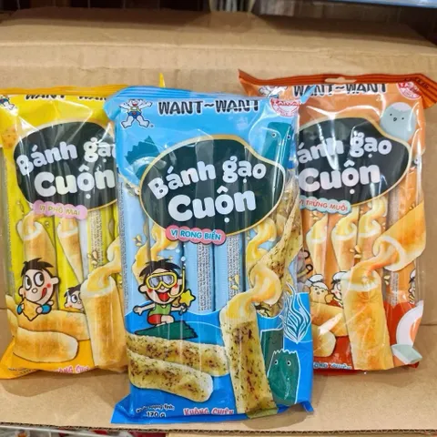 Bánh Gạo Cuộn Want Want 170g (Bịch 10 Cây) - Nhiều Hương Vị Giòn Ngon, Tiện Dụng