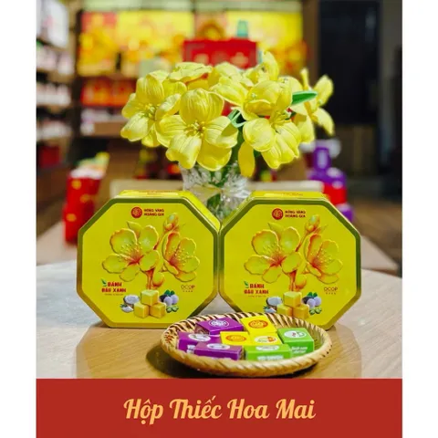 [NEW 2026] BÁNH ĐẬU XANH HỘP THIẾC HOA MAI 200G RỒNG VÀNG HOÀNG GIA
