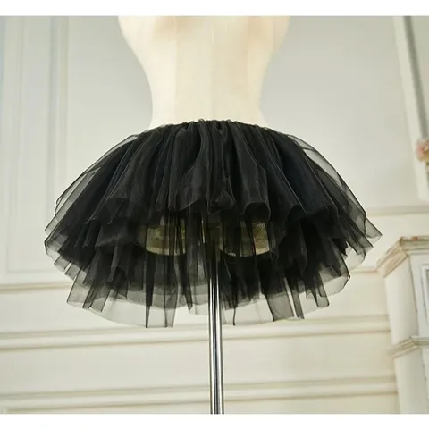 Váy Tutu Ngắn 6 Lớp Mềm Mại Phối Chân Váy Xoè Tiểu Thư  - N156 Đen