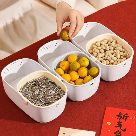 [Việt Nhật] Khay Đựng Các Loại Hạt - Trái Cây - Đồ Ăn Vặt Đa Năng Tiện Ích Gọn Gàng 2 Ngăn 5602