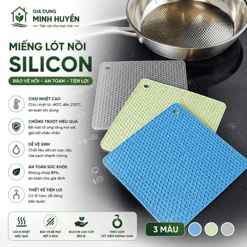 [Tặng Khăn] Bộ 5 Miếng Lót Nồi Silicon Cách Nhiệt Cao Cấp Chống Xước Bếp Chịu Nhiệt Lên Tới 200Độ C