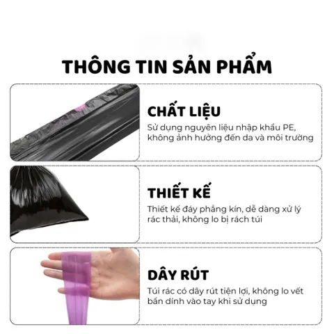 [Combo 5] Bịch Túi Đựng Rác 10L Và 20L Có Dây Rút Túi Rác Tự Phân Hủy Size 45x50cm và 55x60cm Dai Chắc Chống Rò Nước