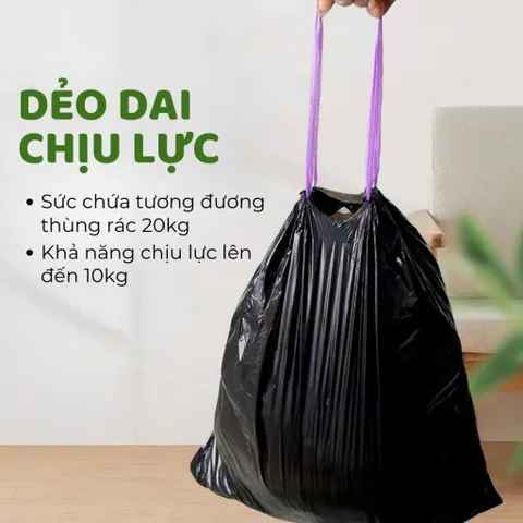 [Combo 5] Bịch Túi Đựng Rác 10L Và 20L Có Dây Rút Túi Rác Tự Phân Hủy Size 45x50cm và 55x60cm Dai Chắc Chống Rò Nước