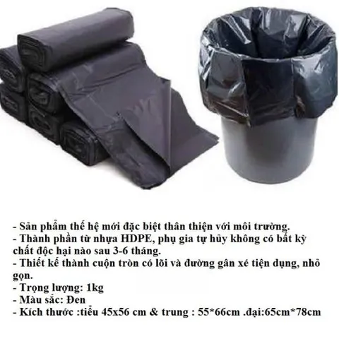 [HOT] Túi Rác Tự Phân Hủy Kích Thước Lớn 55x65cm - Thùng Rác 20L - 3 Cuộn / 1 Set