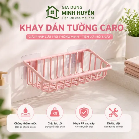 Khay Nhựa Caro Lưới Dán Tường Đa Năng Đựng Đồ Nhà Bếp 5700 - Nhựa Việt Nhật Nhà Tắm Dán Tường, Kệ Xà Bông Rửa Bát