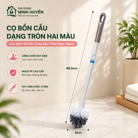 Cọ Bồn Cầu 2 Màu Cao Cấp | Chổi Cọ Toilet Lông Dày, Tay Cầm Chắc Chắn, Nhựa PP Bền Đẹp, Làm Sạch Hiệu Quả Nhựa Việt Nhật