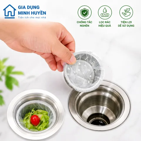 [Combo 5 - 10] Bịch túi lọc rác bồn rửa bát chén - Túi lưới vải lọc rác tự phân hủy có chun