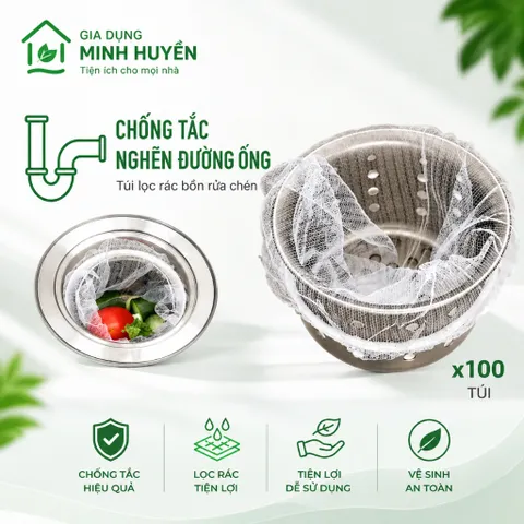 [Combo 5 - 10] Bịch túi lọc rác bồn rửa bát chén - Túi lưới vải lọc rác tự phân hủy có chun