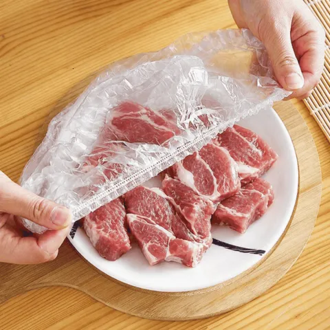 Set 500 túi màng bọc thực phẩm PE hình gấu có chun co giãn siêu dai bọc đồ ăn, tái sử dụng dùng nhiều lần tiện lợi