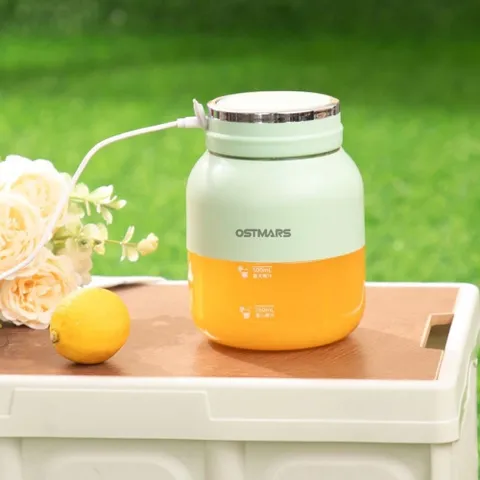 Máy Xay Cầm Tay OSTMARS Mini 500ml 10 Lưỡi Dao Đa Năng Sạc Tích Điện, Thay Nắp Cắm Ống Hút Tiện Lợi