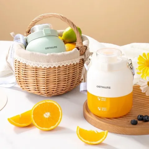 Máy Xay Cầm Tay OSTMARS Mini 500ml 10 Lưỡi Dao Đa Năng Sạc Tích Điện, Thay Nắp Cắm Ống Hút Tiện Lợi