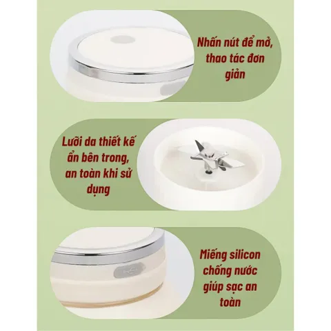 Máy Xay Cầm Tay OSTMARS Mini 500ml 10 Lưỡi Dao Đa Năng Sạc Tích Điện, Thay Nắp Cắm Ống Hút Tiện Lợi