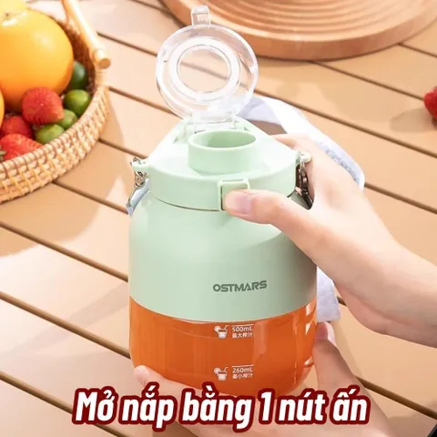 Máy Xay Cầm Tay OSTMARS Mini 500ml 10 Lưỡi Dao Đa Năng Sạc Tích Điện, Thay Nắp Cắm Ống Hút Tiện Lợi