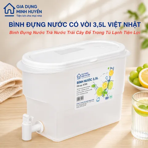 Bình Đựng Nước 3.5L Có Vòi Để Tủ Lạnh Cao Cấp Việt Nhật Đựng Nước Lạnh Tiện Lợi