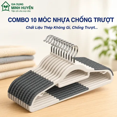 [COMBO 10] Móc Nhựa Treo Quần Áo Chống Trượt Đầu Móc Xoay 360 Đa Năng, Móc Phơi Đồ Nhựa Dẻo Bền Bỉ