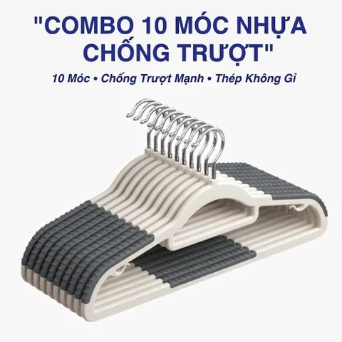 [COMBO 10] Móc Nhựa Treo Quần Áo Chống Trượt Đầu Móc Xoay 360 Đa Năng, Móc Phơi Đồ Nhựa Dẻo Bền Bỉ