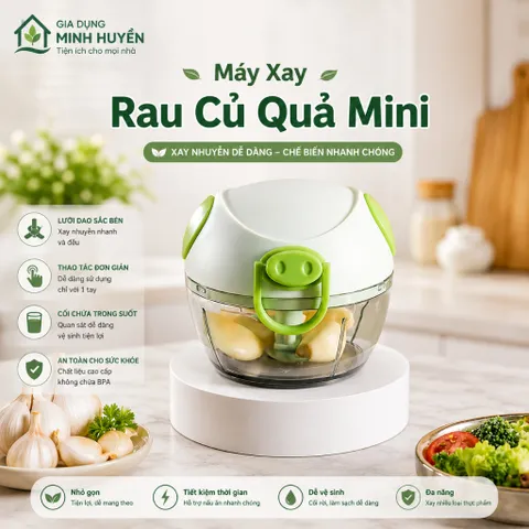 Máy Xay Tỏi Ớt Mini Đa Năng 3 Lưỡi Dao Kéo Tay - Xay Rau Củ Quả Nhanh Chóng Tiện Lợi Sạch Sẽ